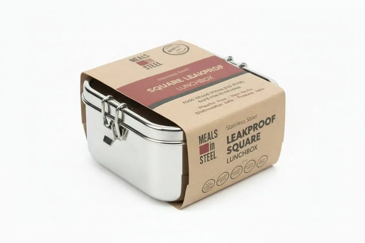 Bento Leakproof Square Lunch Box | Stainless Steel | 1000ml | Stainless Steel Lunchbox NZ | Meals in Steel