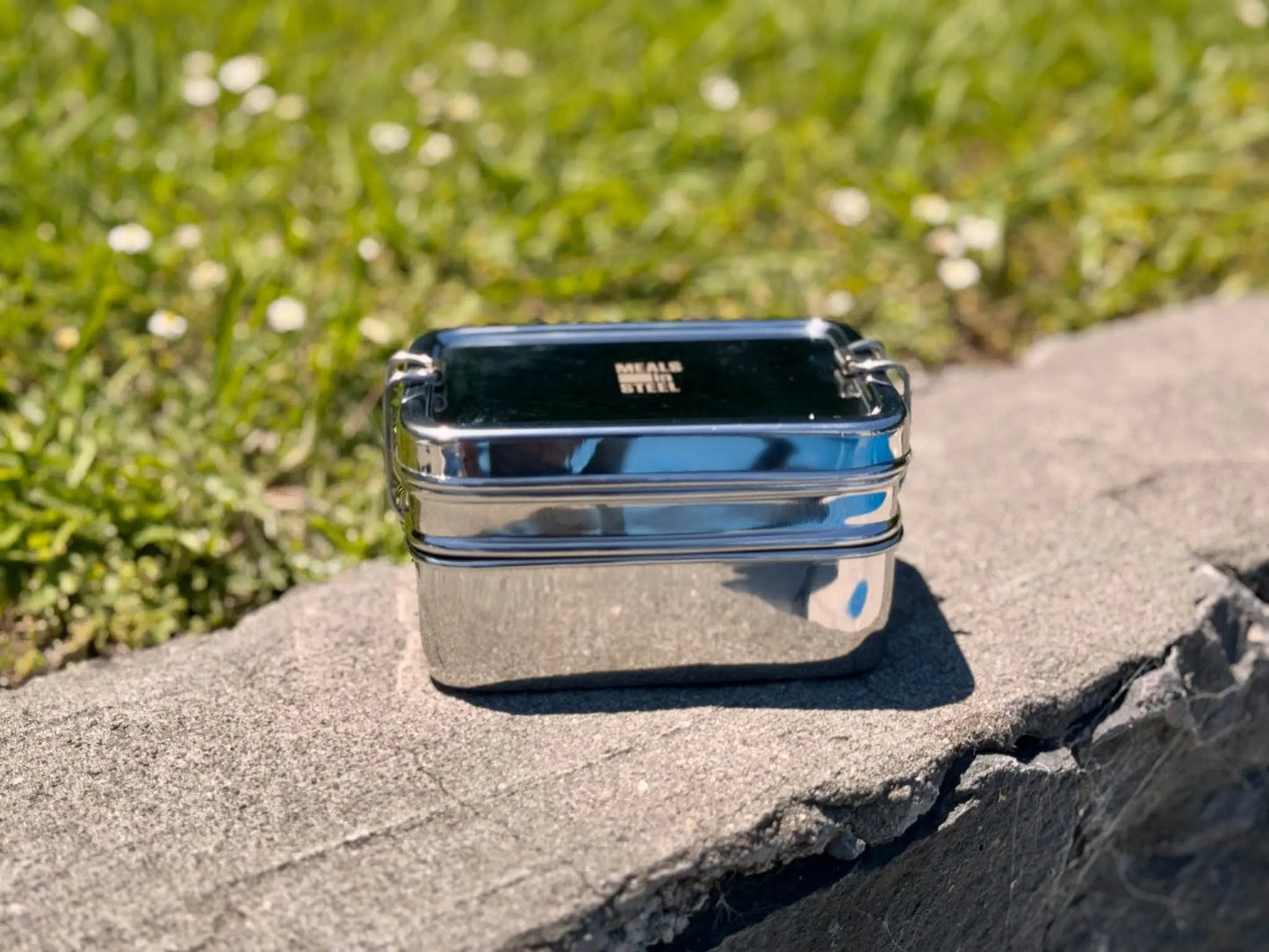 Bento Medium Rectangular Lunchbox (3 in 1) | Stainless Steel - 875ml | Stainless Steel Lunchbox NZ | Meals in Steel