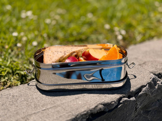 Large Oval Shape Lunchbox | Stainless Steel | 1400ml | Stainless Steel Lunchbox NZ | Meals in Steel