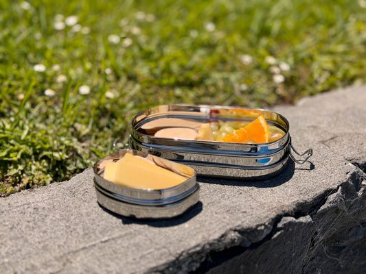 Medium Oval Shape Lunch box with Snack Box | Stainless Steel | 700ml | Stainless Steel Lunchbox NZ | Meals in Steel