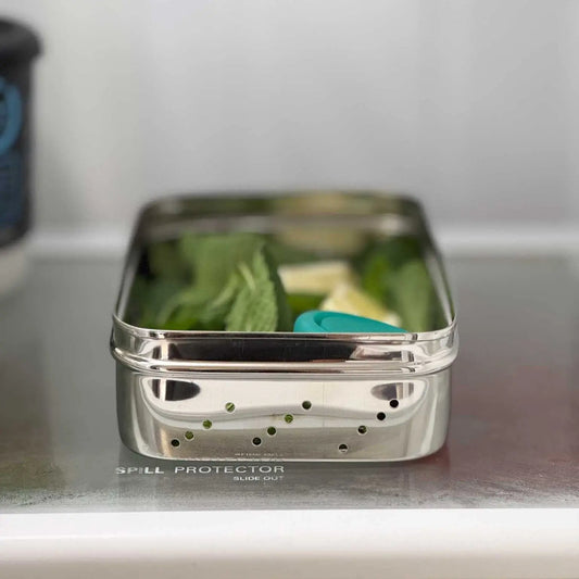Rectangle Fridge Breathable Container | Stainless Steel | Stainless Steel Lunchbox NZ | Meals in Steel