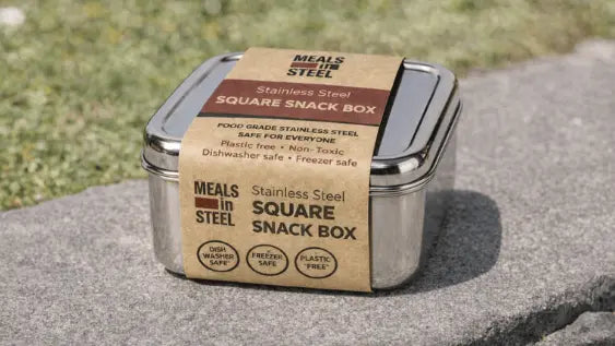 Square Snack Box | Stainless Steel | 300ml | Stainless Steel Lunchbox NZ | Meals in Steel