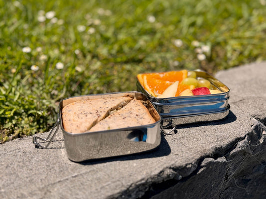 Twin Layer Square Lunchbox | Stainless Steel | 1200ml | Stainless Steel Lunchbox NZ | Meals in Steel