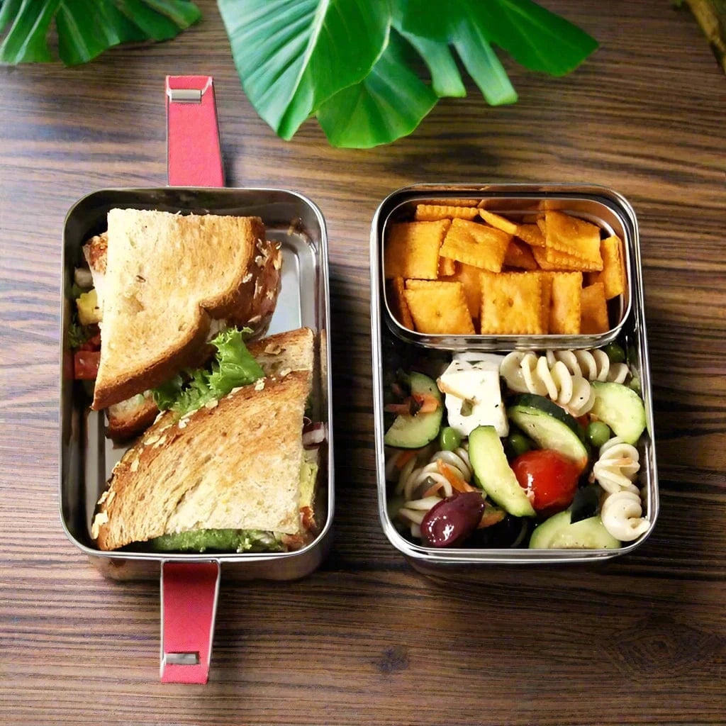 Large Rectangular Double Layer Lunch box | Stainless Steel - Meals In Steel