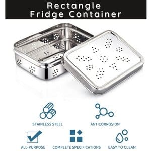 Stainless Steel Rectangle Fridge Container keeps Herbs and Veggies fresh - Meals In Steel
