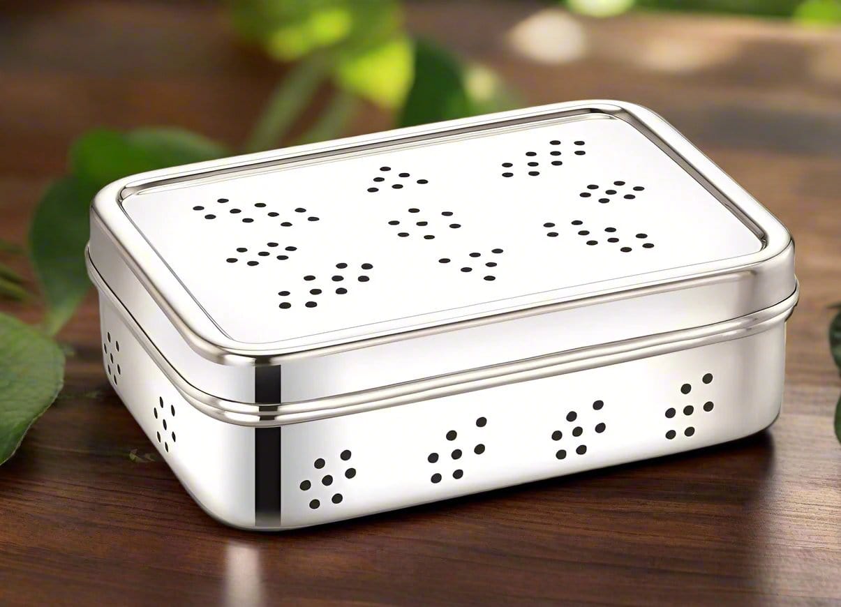 Stainless Steel Rectangle Fridge Container keeps Herbs and Veggies fresh - Meals In Steel