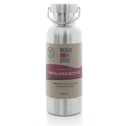 17cm tall 350ml stainless steel double wall drink bottle with carry loop.