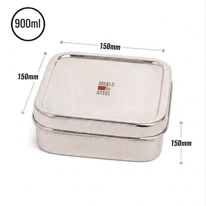 Square Sandwich Stainless Steel  Box (Large) with Spork