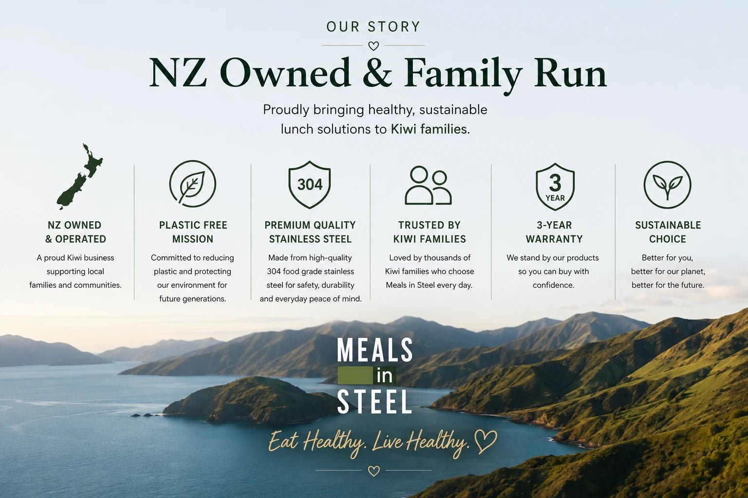 Large Double Layer Lunchbox - 1800ml | Stainless Steel Lunchbox NZ | Meals in Steel