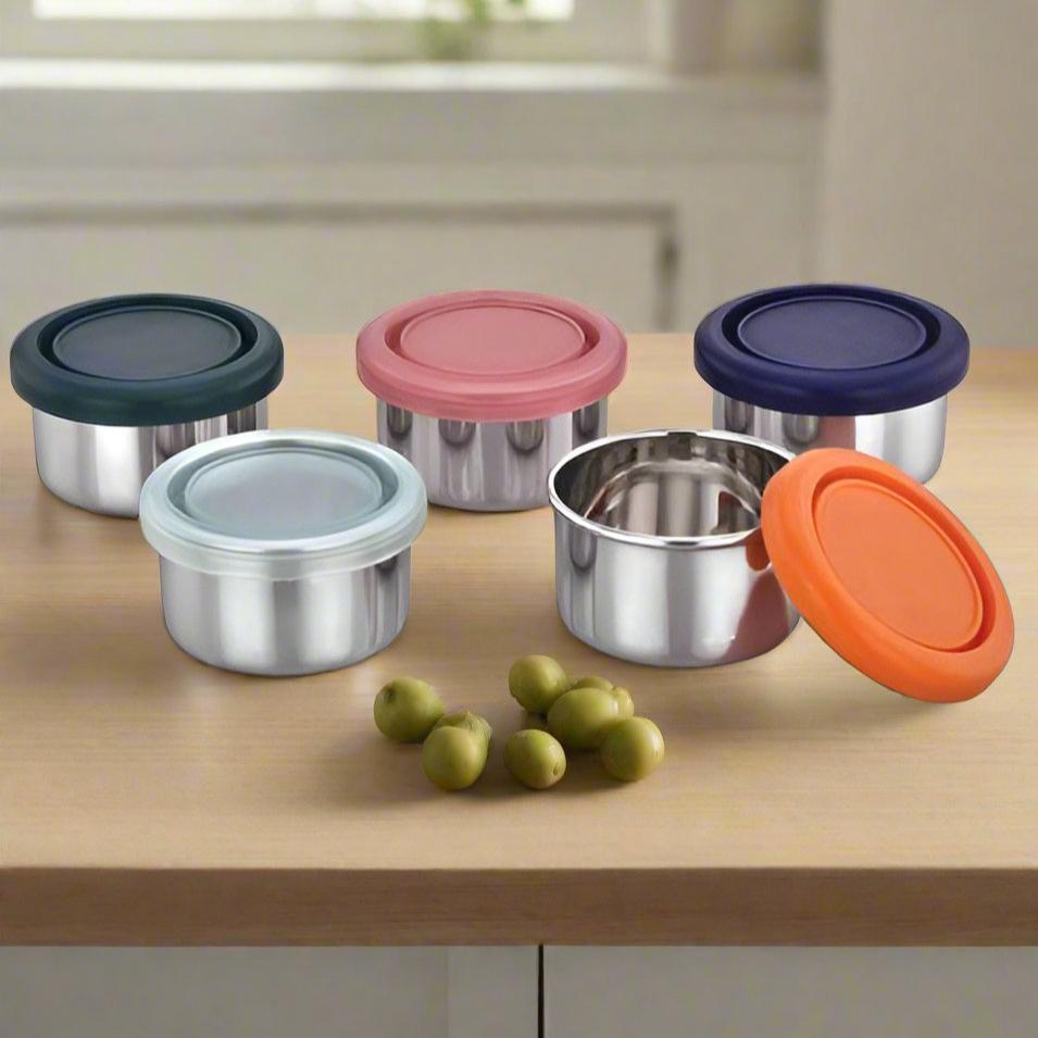 Airtight Round Small Snack Container - Meals In Steel 