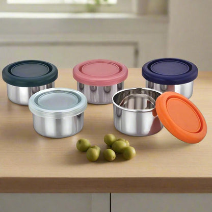 Airtight Round Small Snack Container - Meals In Steel 