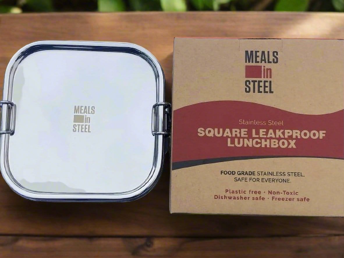 Airtight Square Lunch Box | Stainless Steel - Meals In Steel 