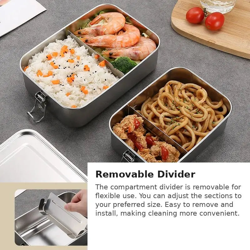 Bento Large Leakproof Rectangular Lunchbox | Stainless Steel | 1500ml | Stainless Steel Lunchbox NZ | Meals in Steel