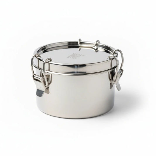 Bento Leakproof Round Shape Lunch box | Stainless Steel | 700ml | Stainless Steel Lunchbox NZ | Meals in Steel