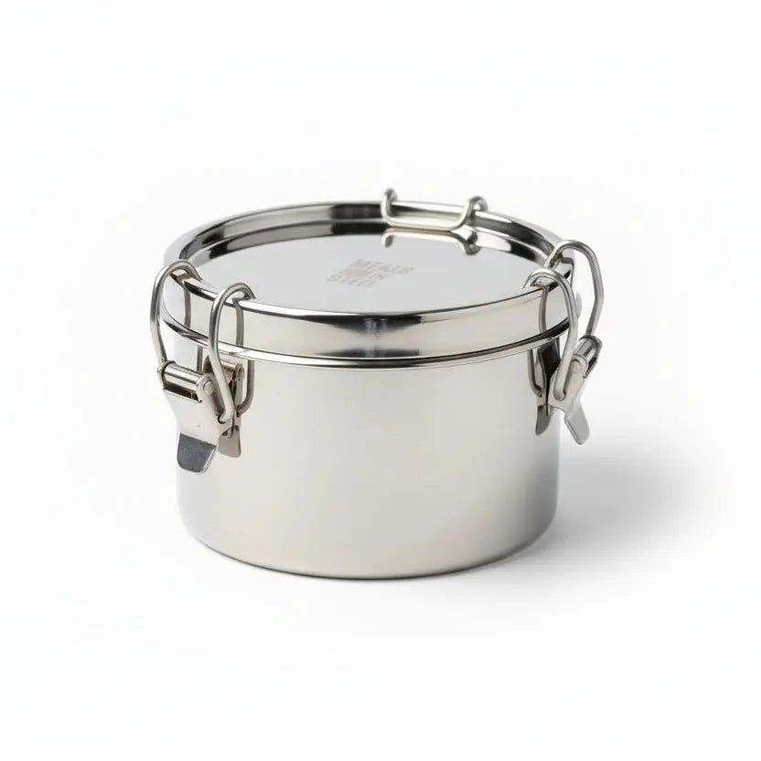 Bento Leakproof Round Shape Lunch box | Stainless Steel | 700ml | Stainless Steel Lunchbox NZ | Meals in Steel