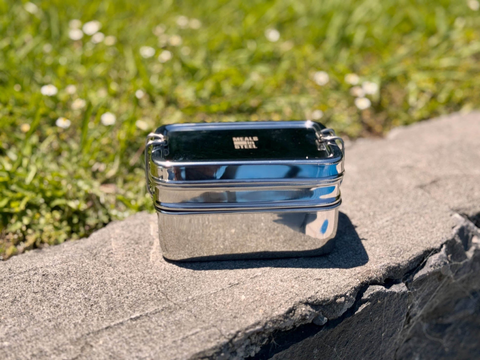 Bento Medium Rectangular Lunchbox (3 in 1) | Stainless Steel - 875ml - Meals In Steel
