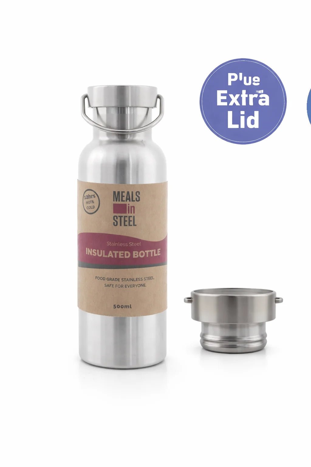 Double Wall Drink Bottle | Stainless Steel | 500ml | Stainless Steel Lunchbox NZ | Meals in Steel