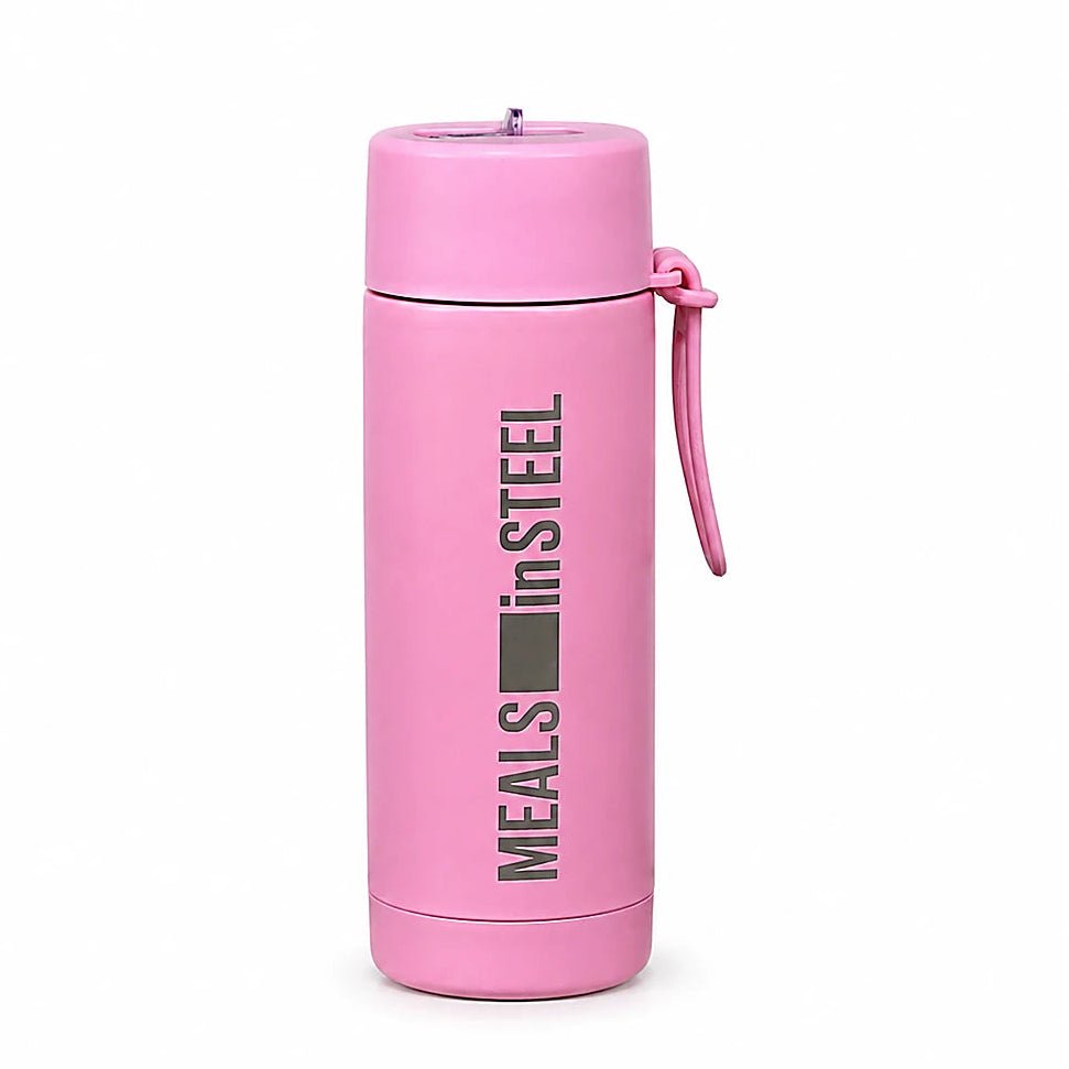 Insulated Sipper Water Bottle with Steel Straw | 650ml (22oz) | Stainless Steel Lunchbox NZ | Meals in Steel
