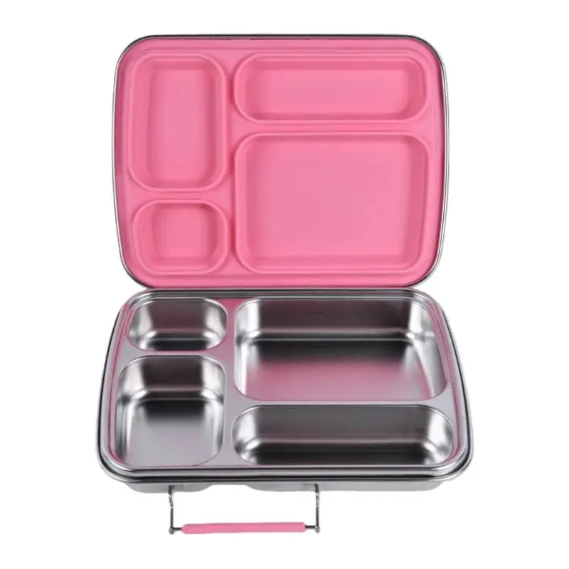 Leakproof Kids 4 compartment stainless steel lunchbox pink