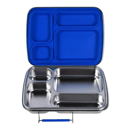 Leakproof Kids 4 compartment stainless steel lunchbox blue