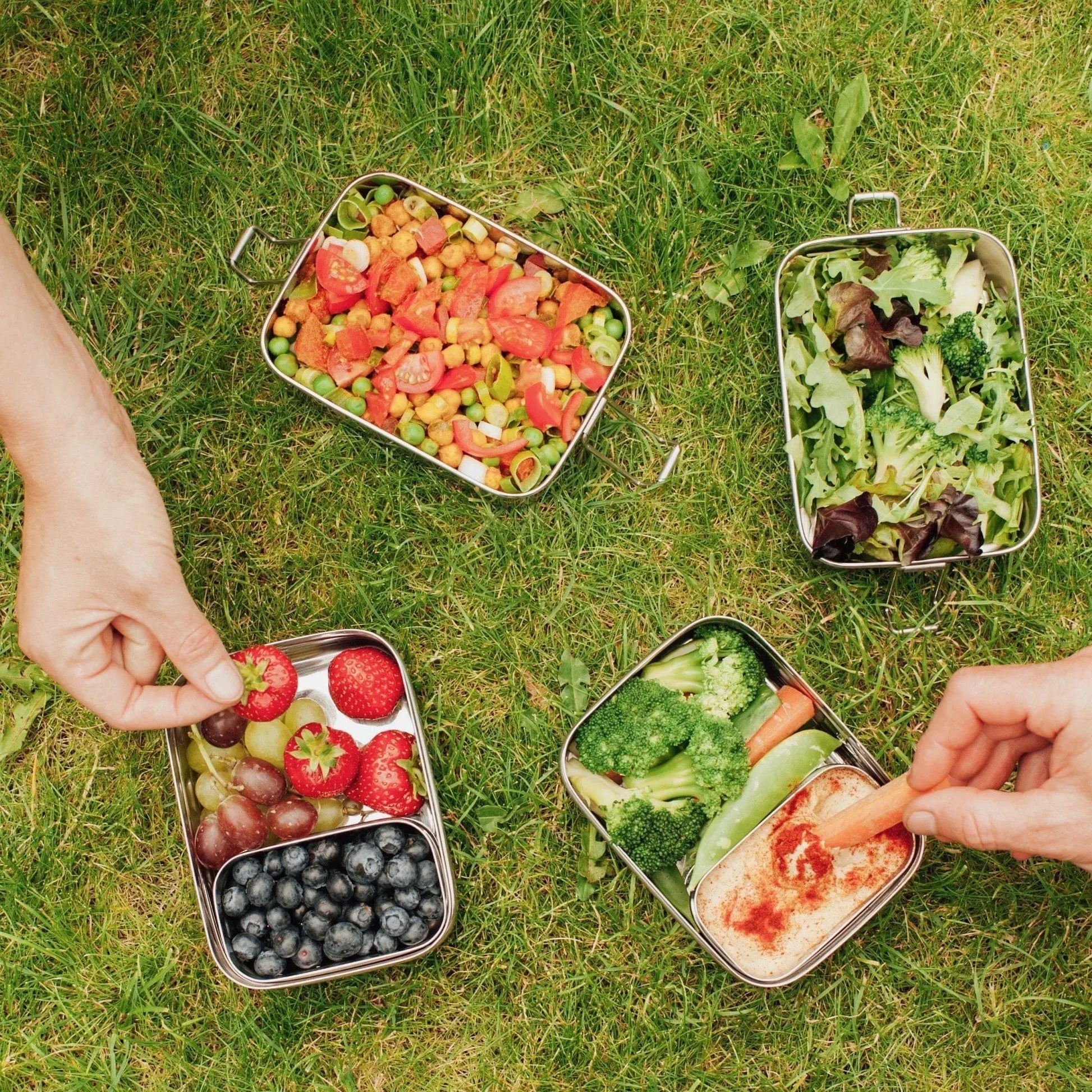 Large Double - Layer Bento Lunchbox with Snack Box (3 - in - 1) | Stainless Steel | 1800ml | Stainless Steel Lunchbox NZ | Meals in Steel