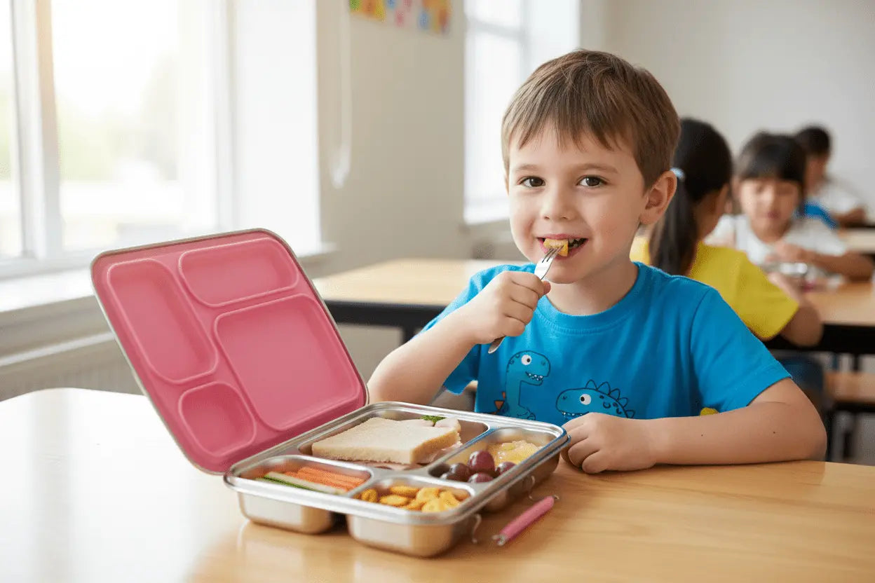 Large Leakproof 4 Compartment Stainless Steel Lunchbox (1020ml) | Stainless Steel Lunchbox NZ | Meals in Steel