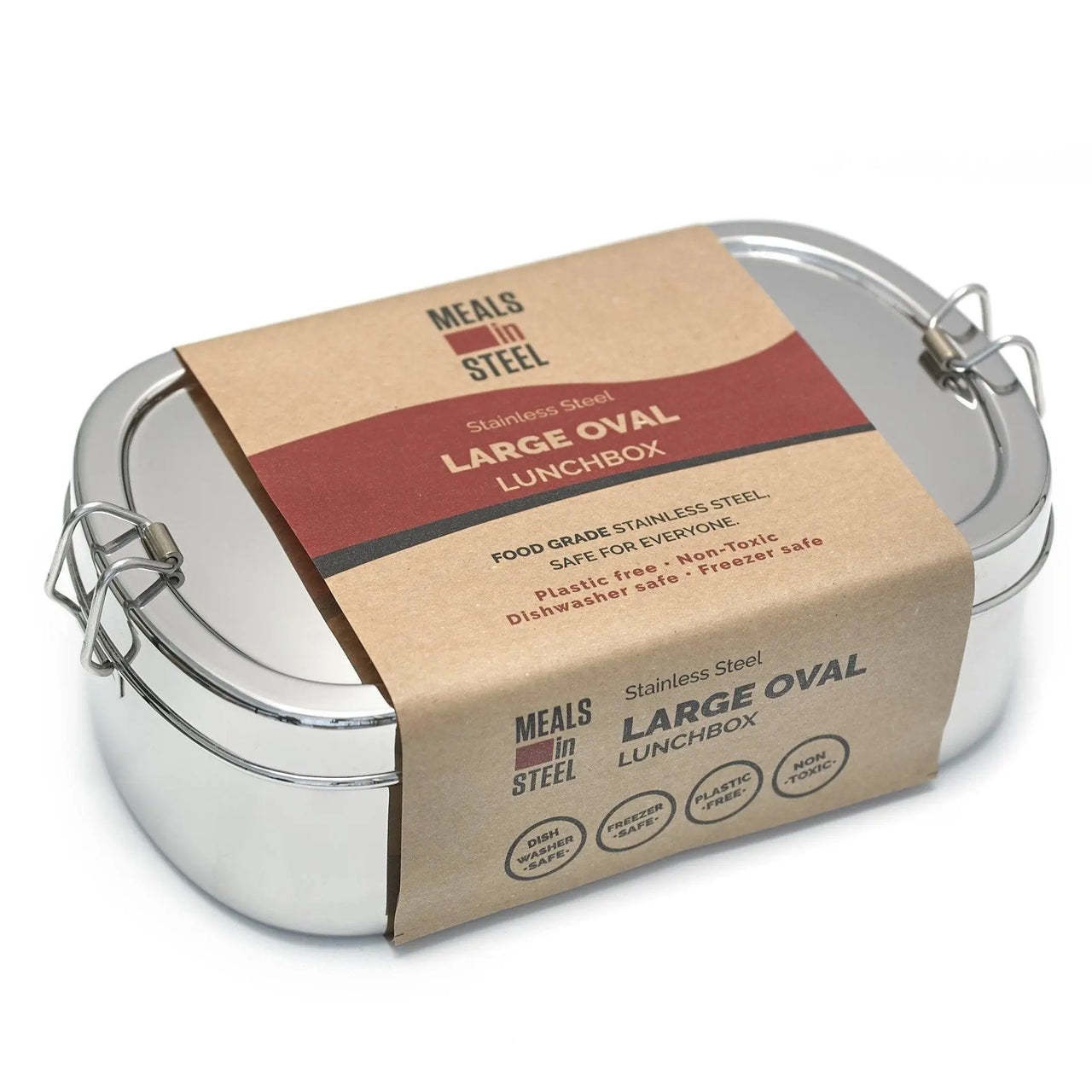 Large Oval Shape Lunchbox | Stainless Steel | 1400ml | Stainless Steel Lunchbox NZ | Meals in Steel