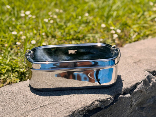 Large Oval Shape Lunchbox | Stainless Steel | 1400ml - Meals In Steel