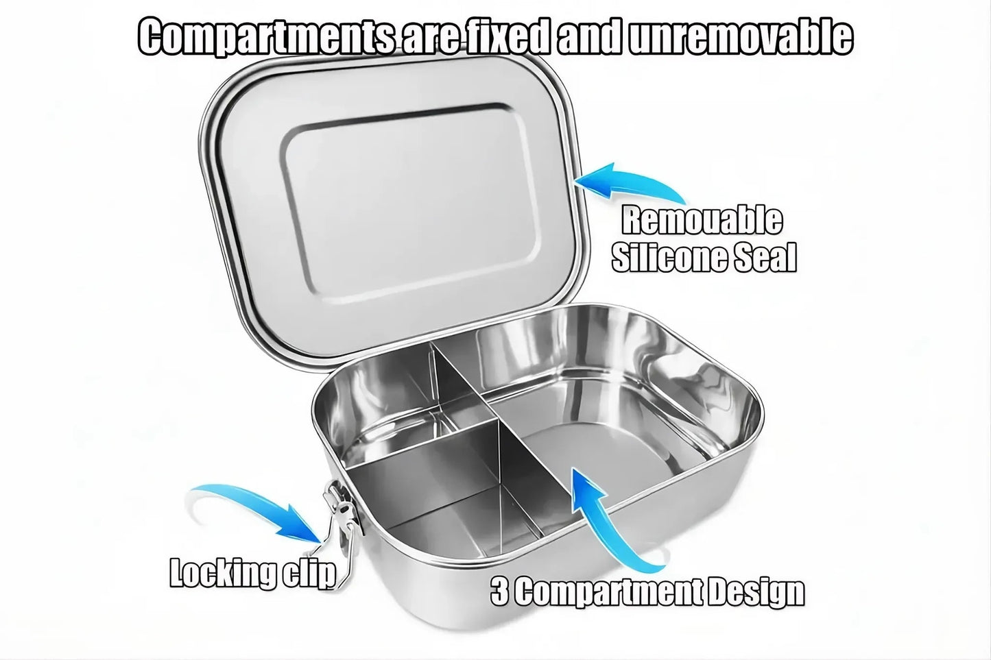 Leakproof Bento Lunchbox | Stainless Steel | 1500ml | Stainless Steel Lunchbox NZ | Meals in Steel