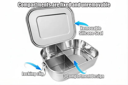 Leakproof Bento Lunchbox | Stainless Steel | 1500ml | Stainless Steel Lunchbox NZ | Meals in Steel
