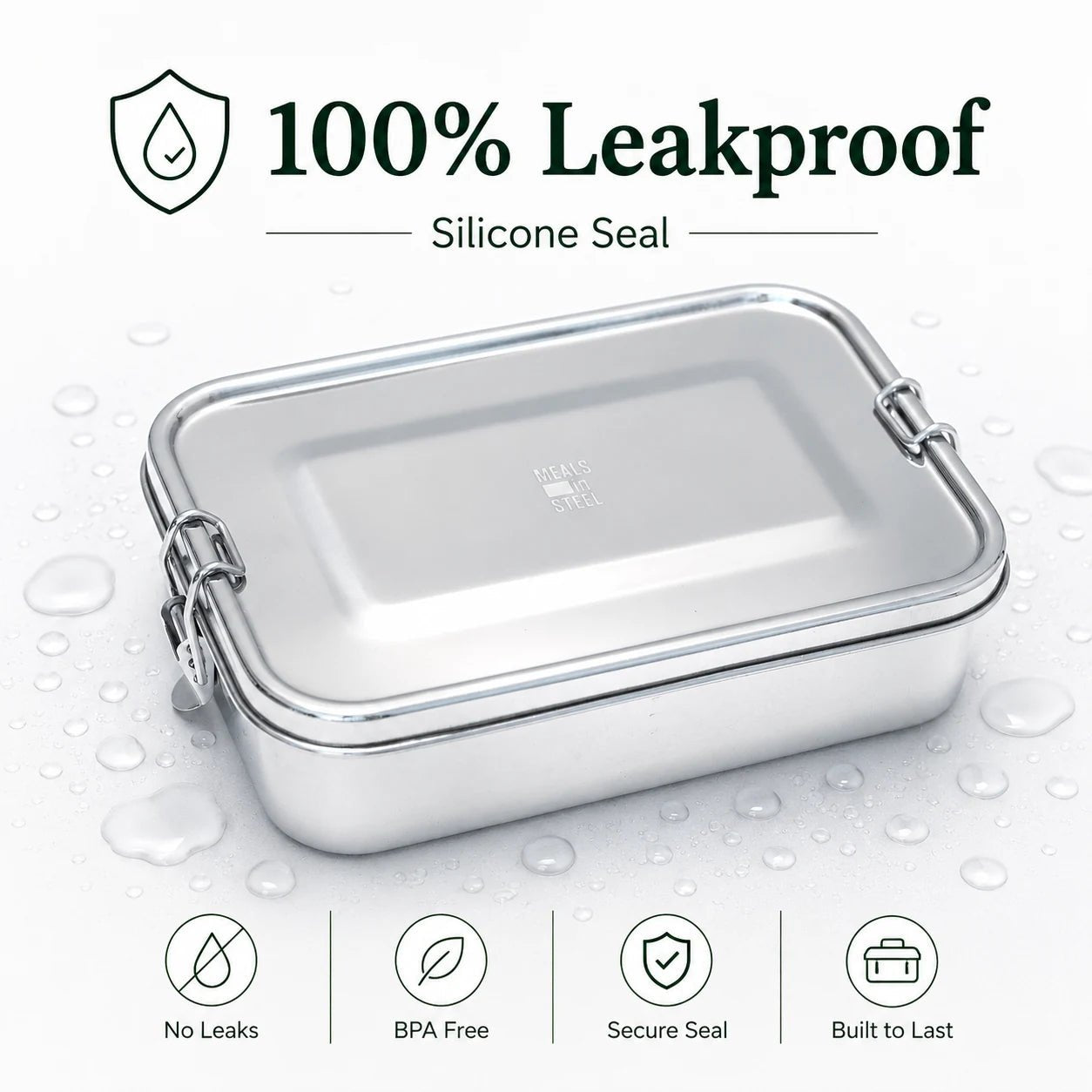 Leakproof Bento Lunchbox | Stainless Steel | 1500ml | Stainless Steel Lunchbox NZ | Meals in Steel