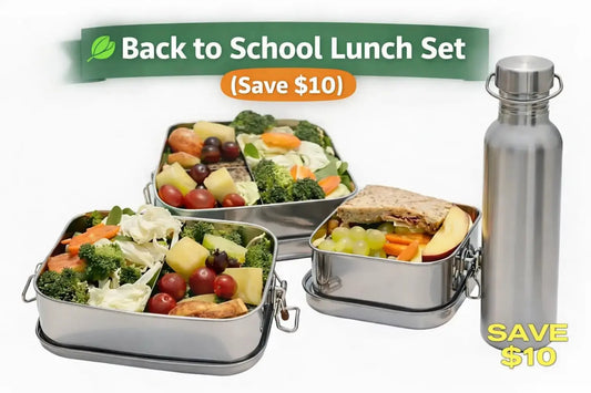 Leakproof Lunchbox & Bottle School Set – Choose Your Style Save $7 | Stainless Steel Lunchbox NZ | Meals in Steel