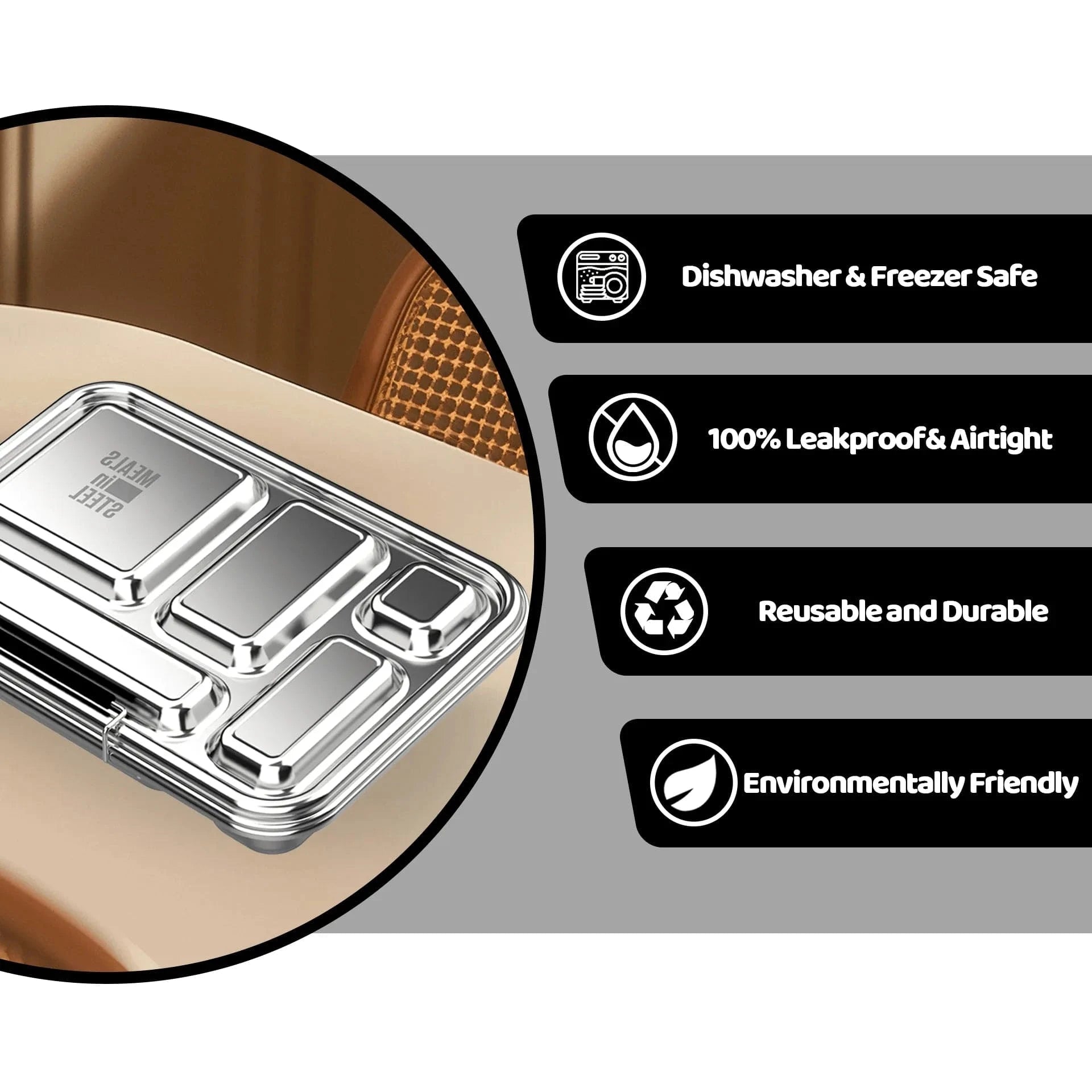 Meals In Steel  Stainless Steel Bento Leakproof Lunchbox Pre-Order Leakproof Bento Box for Kids | Stainless Steel Lunch Box | 935ml