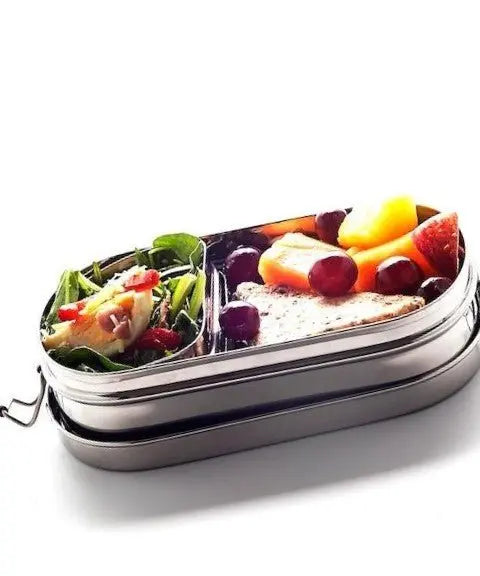 Medium Oval Shape Lunch box with Snack Box | Stainless Steel | 700ml | Stainless Steel Lunchbox NZ | Meals in Steel
