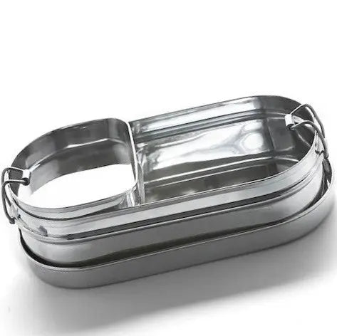 Medium Oval Shape Lunch box with Snack Box | Stainless Steel | 700ml | Stainless Steel Lunchbox NZ | Meals in Steel