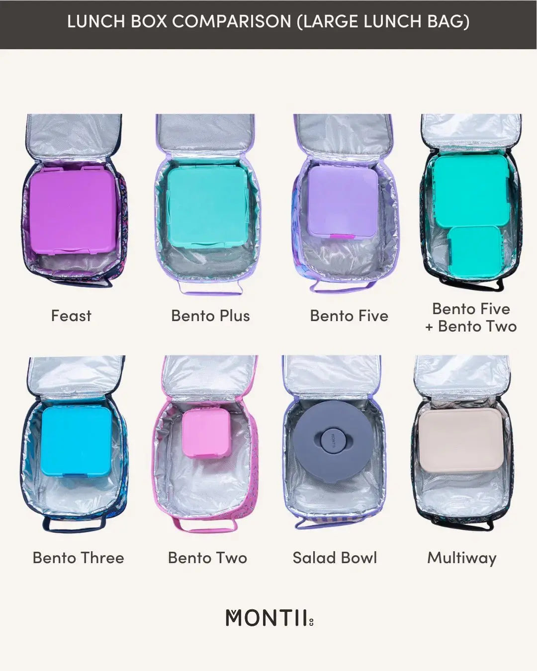 MontiiCo Large Insulated Lunch Bag | Lunch Cooler NZ | Stainless Steel Lunchbox NZ | Meals in Steel