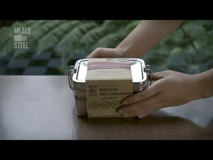 Bento Medium Rectangular Lunchbox (3 in 1) | Stainless Steel - 875ml