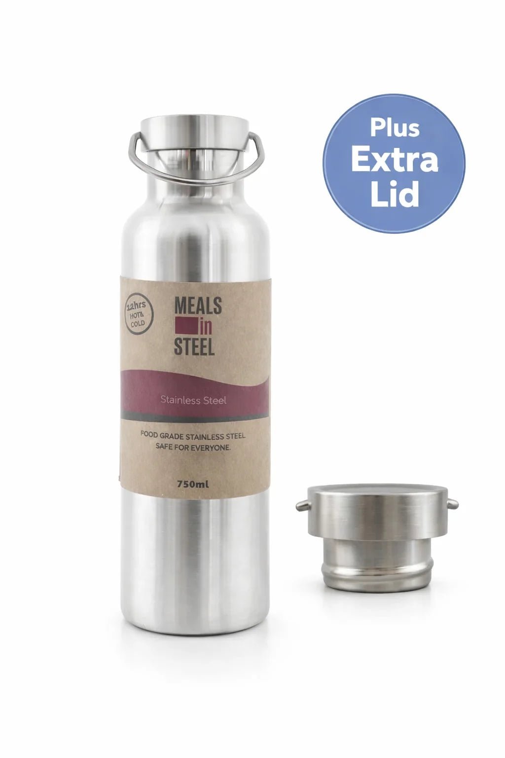 Single Layer Drink Bottle | Stainless Steel | 750ml | Stainless Steel Lunchbox NZ | Meals in Steel