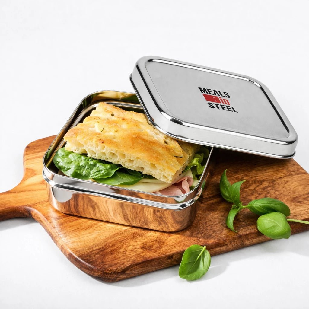 Square Sandwich Box | Stainless Steel | 800ml | Stainless Steel Lunchbox NZ | Meals in Steel