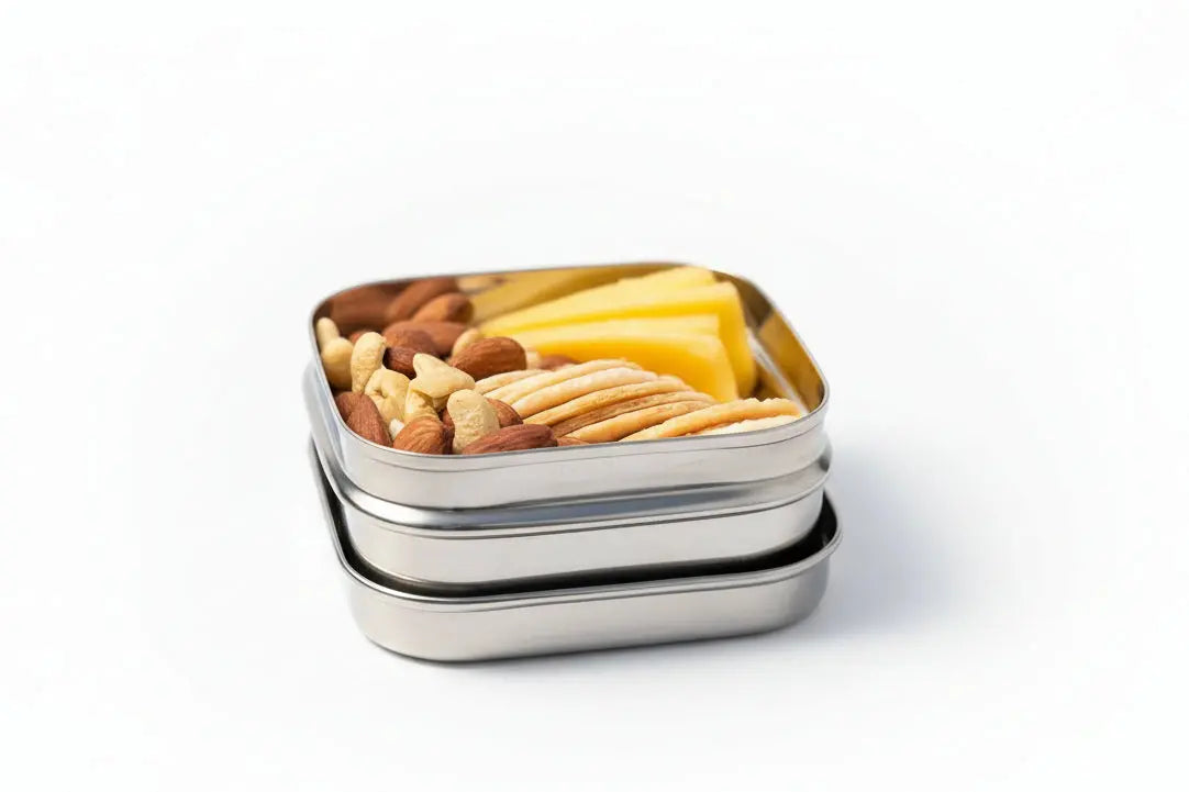 Square Snack Box | Stainless Steel | 300ml | Stainless Steel Lunchbox NZ | Meals in Steel
