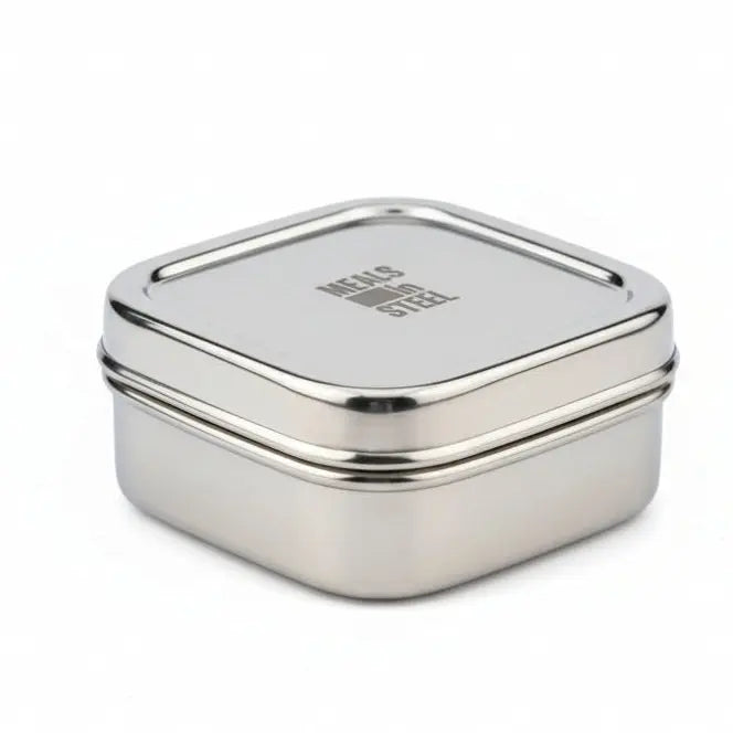 Square Snack Box | Stainless Steel | 300ml | Stainless Steel Lunchbox NZ | Meals in Steel