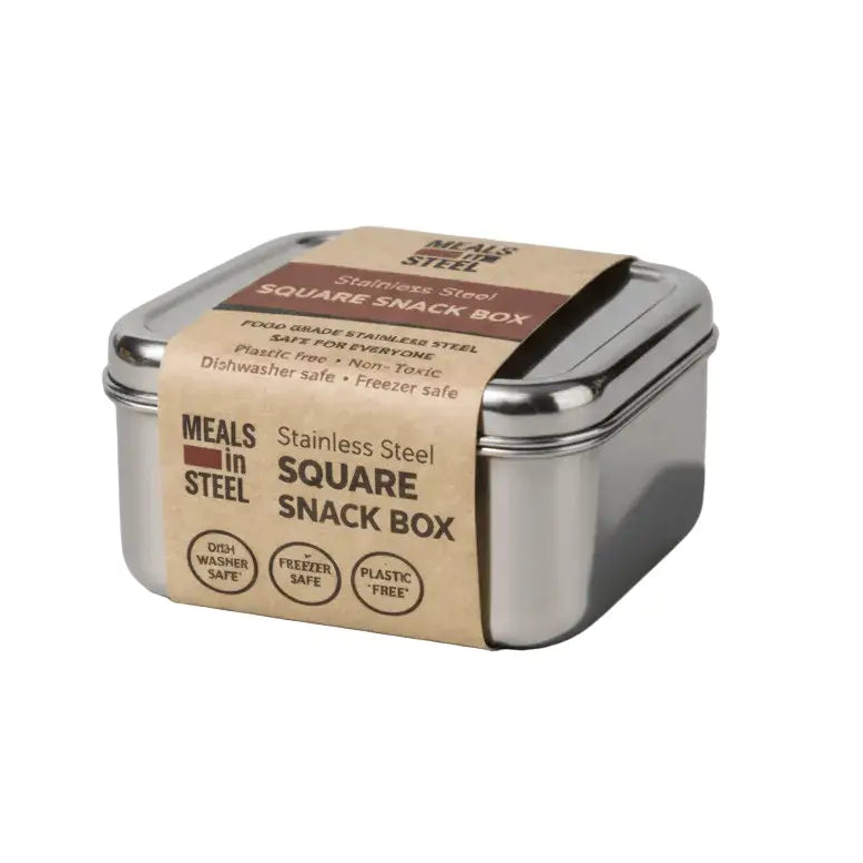 Square Snack Box | Stainless Steel | 300ml | Stainless Steel Lunchbox NZ | Meals in Steel