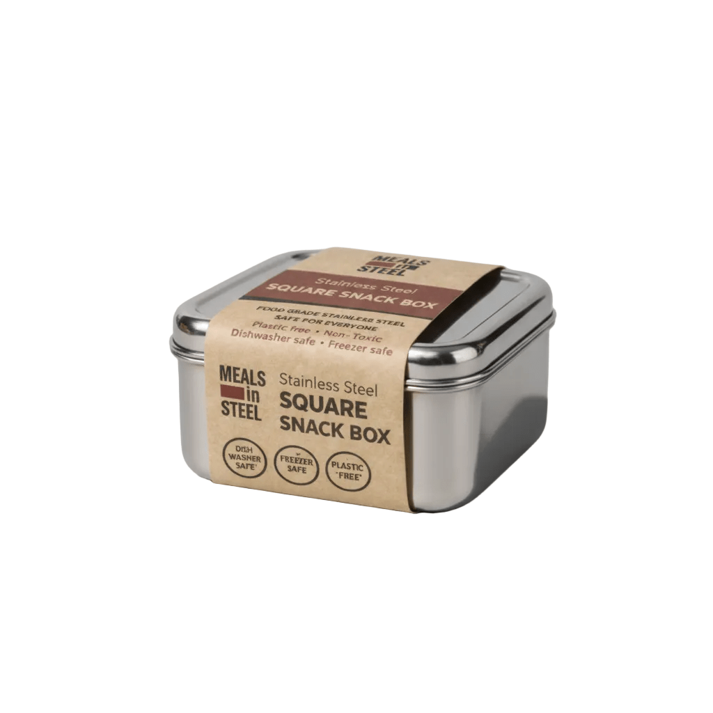 Square Snack Box | Stainless Steel | 300ml | Stainless Steel Lunchbox NZ | Meals in Steel