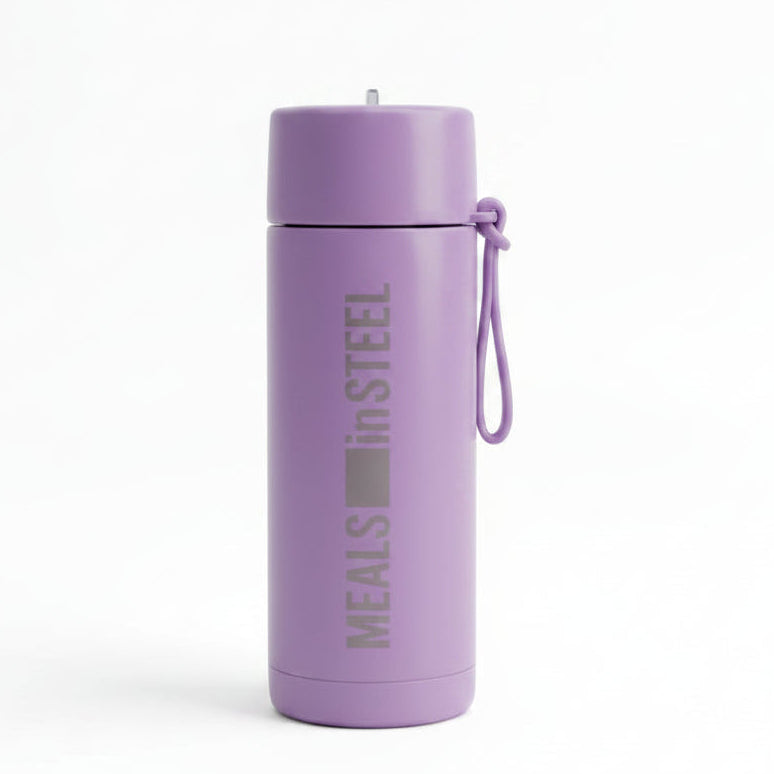 Stainless Steel Insulated Water Bottle with Straw | 650ml (22oz) | Stainless Steel Lunchbox NZ | Meals in Steel