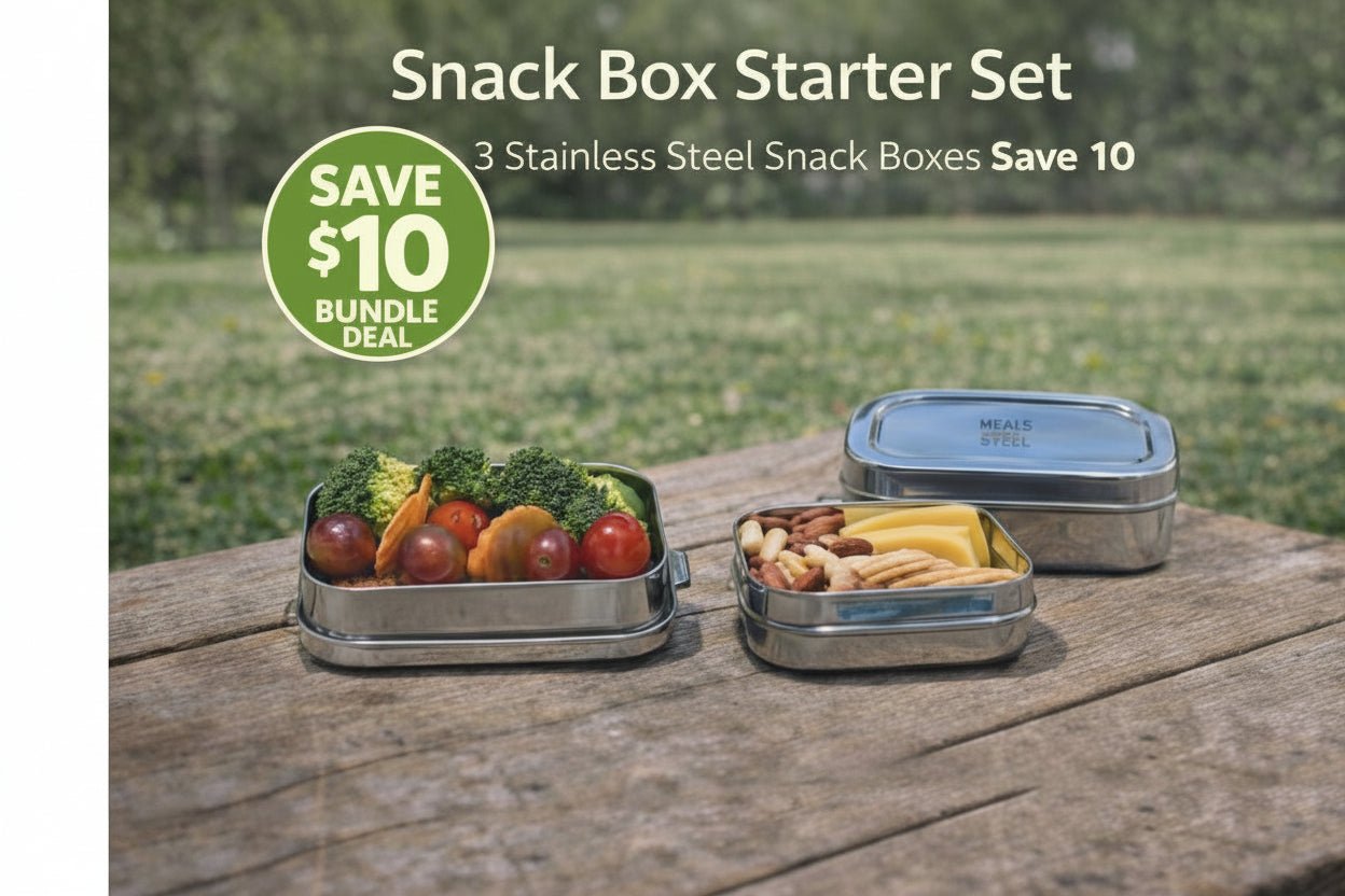 Stainless Steel Snack Box Set – 3 Pack Save $10 | Stainless Steel Lunchbox NZ | Meals in Steel
