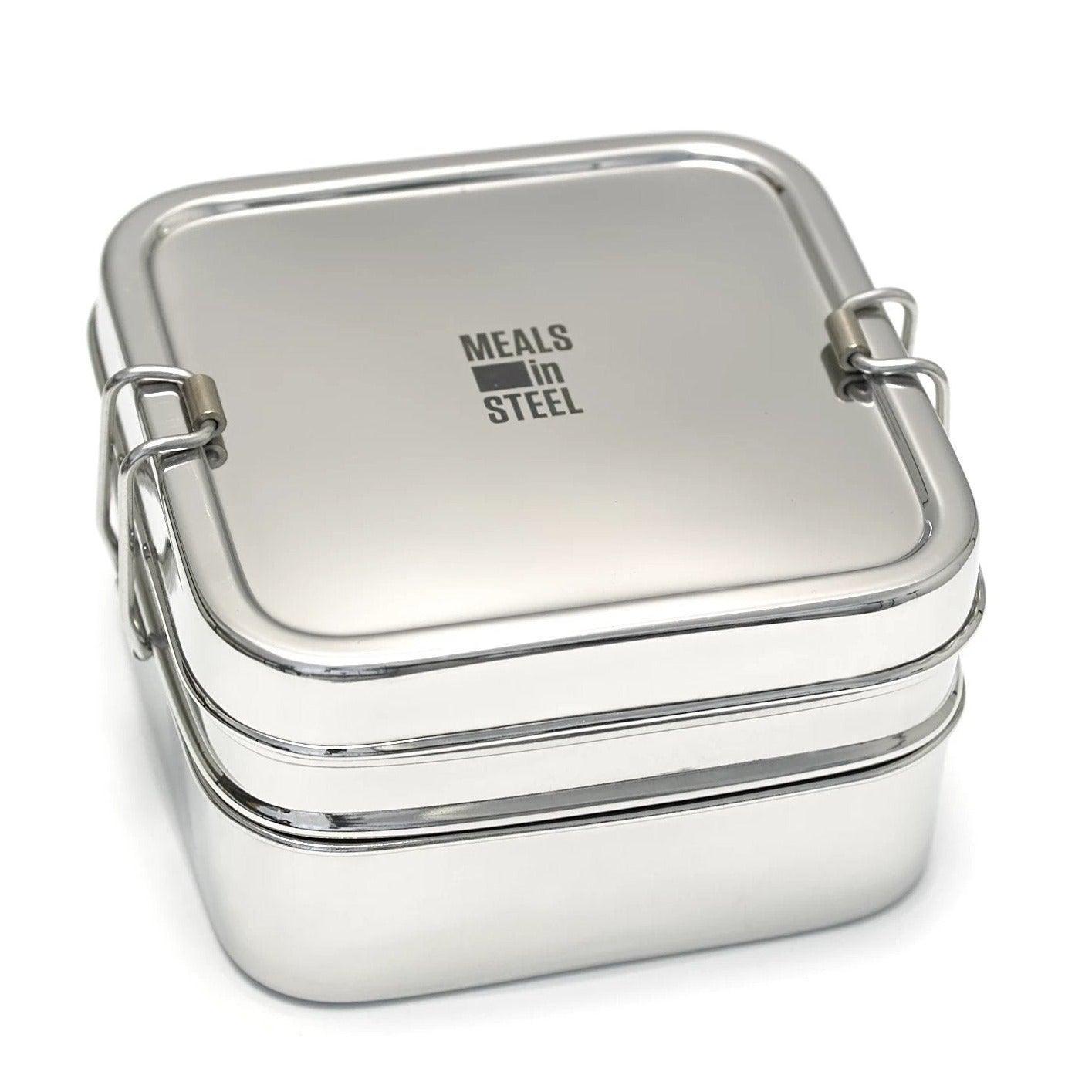 Twin-Layer-Square-Shape-Lunchbox-Stainless-Steel-MealsInSteel -1