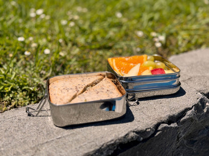 Twin Layer Square Shape Lunchbox | Stainless Steel | 1000ml - Meals In Steel