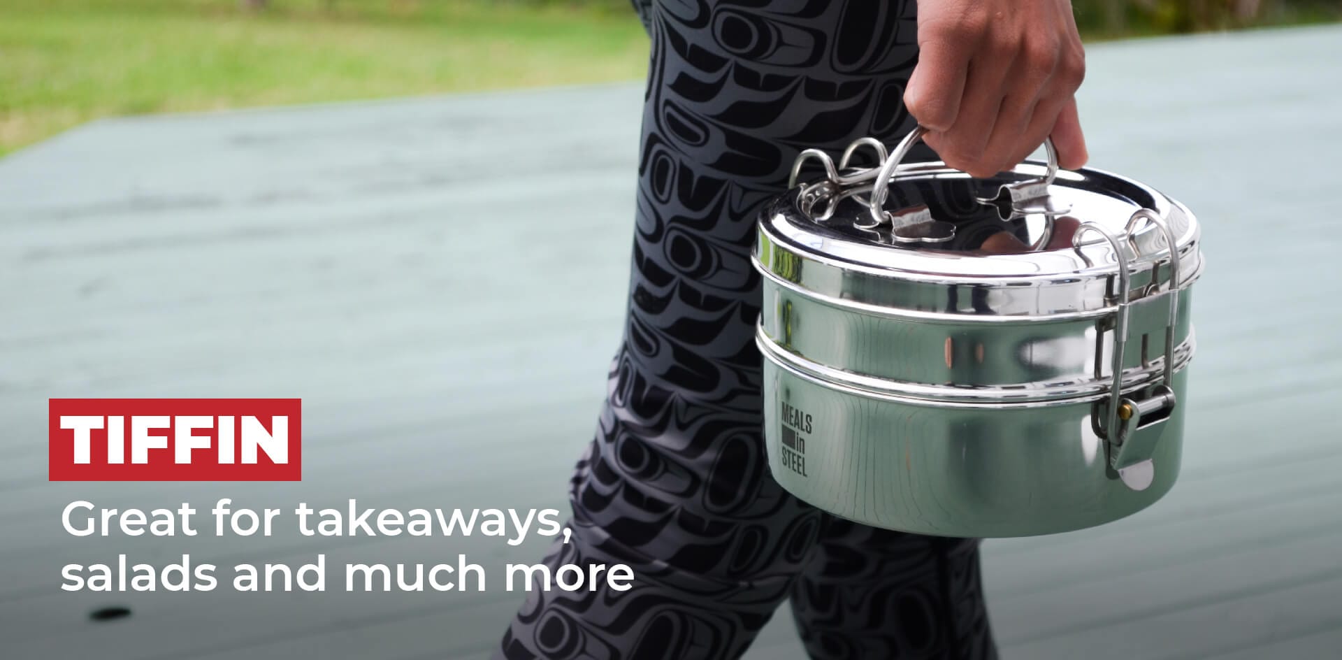 Twin Layer Tiffin Round Bento Lunch Box | Stainless Steel | 1500ml - Meals In Steel