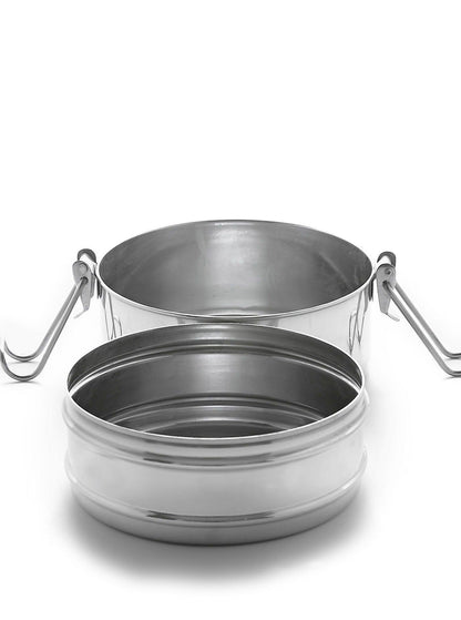 Twin Layer Tiffin Round Shape Lunchbox | Stainless Steel - Meals In Steel 