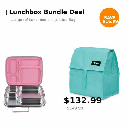 Ultimate School Lunch Combo | Insulated Lunch Bag + Leakproof Lunchbox NZ | Stainless Steel Lunchbox NZ | Meals in Steel